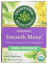 Tea, Organic Smooth Move Peppermint, Relieves Occasional Constipation, Senna, 16