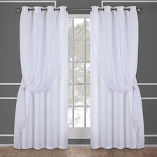 Set of 2 96"x52" Caterina Layered Solid Blackout with Sheer Top Curtain