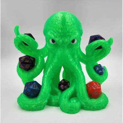3d Printed Green Octopus Dice Holder D&D MTG RPG Gaming Tabletop Decor Display