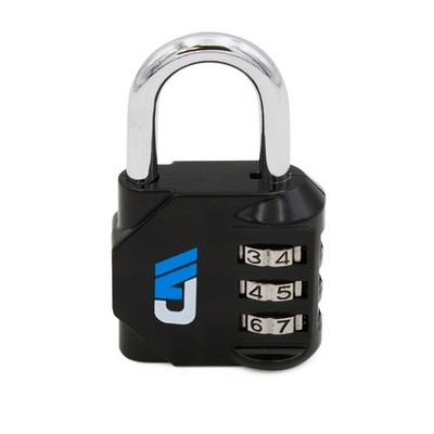 CASEMATIX 3-Digit Combination Padlock Keyless Weatherproof Lock Black