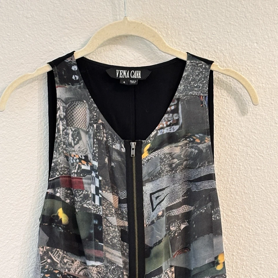 Vestido Artístico Vena Cava Para Mujer 100% Seda Talla 4 Cremallera Abstracto ASO Celebridad Foto 4 de 4