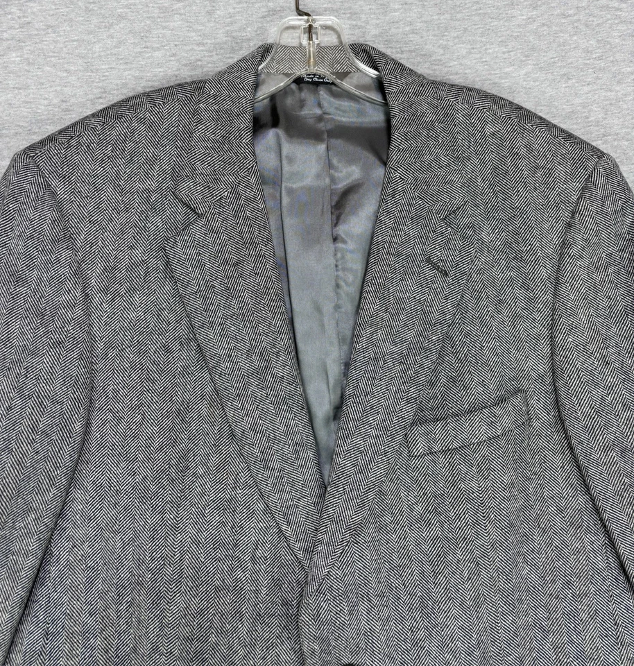 Винтажный кашемир блейзер Herringbone спортивное пальто мужской 42R серый Pincus братьев - Изображение 2 из 4