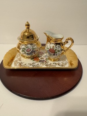 HANDARBEIT 22 KARAT GOLDAUFLAGE KLEIBER BAVARIA PORZ-MANUFAKTU 4 PIECE TEA SET