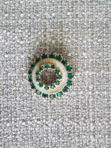 Authentic Vintage Yellow Gold Plated and Green Rhinestone pin, excellent condition