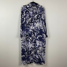 Attitudes by Renee Printed Button Front Midi Dress Size 1XP Blue White Attitudes by Renee Printed Button Front Midi Dress Size 1XP Blue White