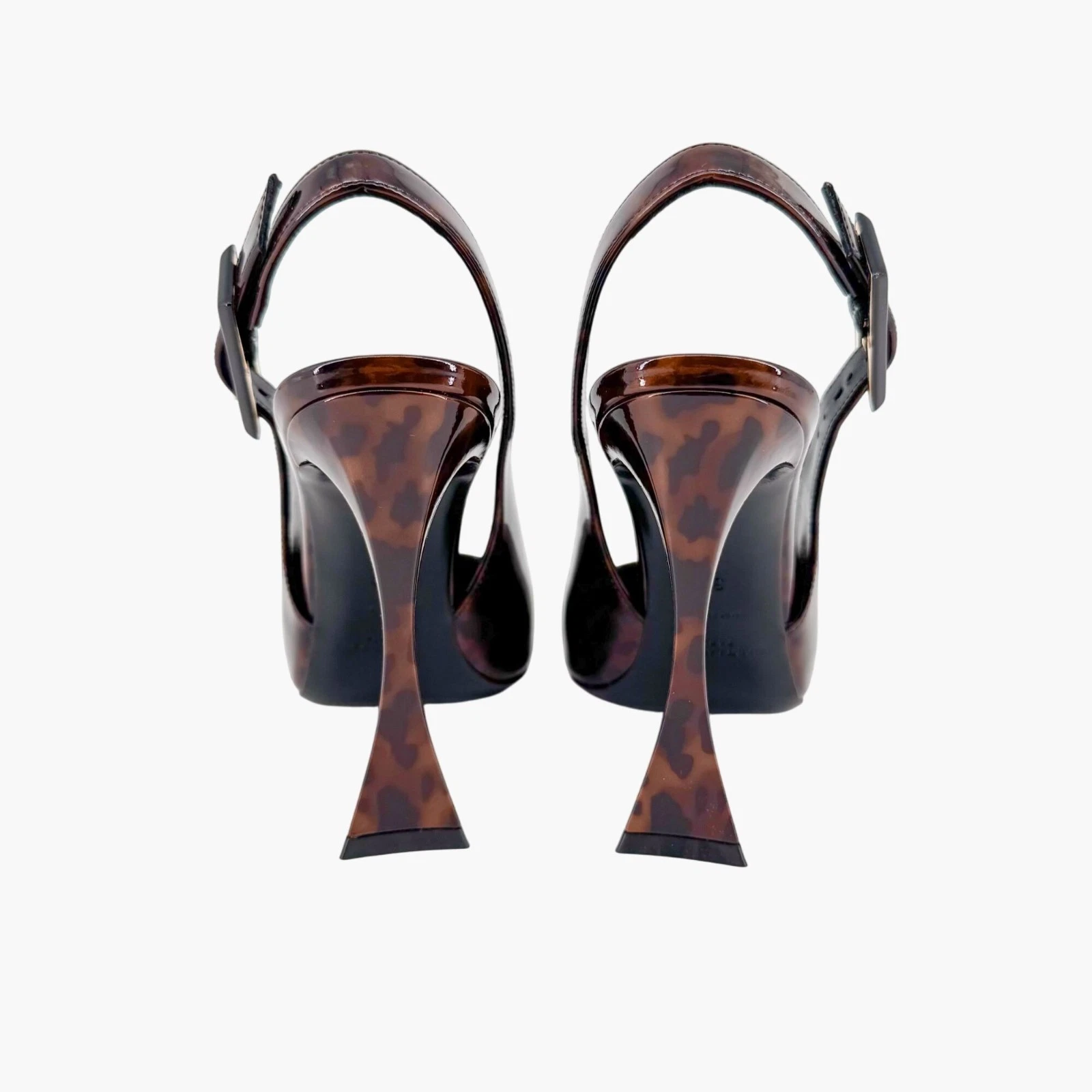 SAINT LAURENT (YSL) Saint Laurent Dune 110 decolte marroni vernice tacco alto slingback taglia 38 US 8 donna