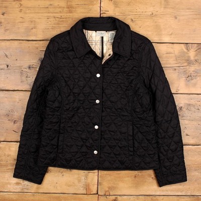 L.L. Bean Stepp Outdoor Jacke S Damen 00er schwarz kariert gefüttert Freizeit