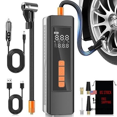 Tire Inflator Portable Air Compressor, 5X Faster 150 PSI Orange and black