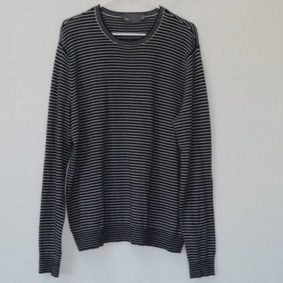 Vince Cotton Cashmere Lightweight Sweater Men's Medium M Navy & White Stripe EUC