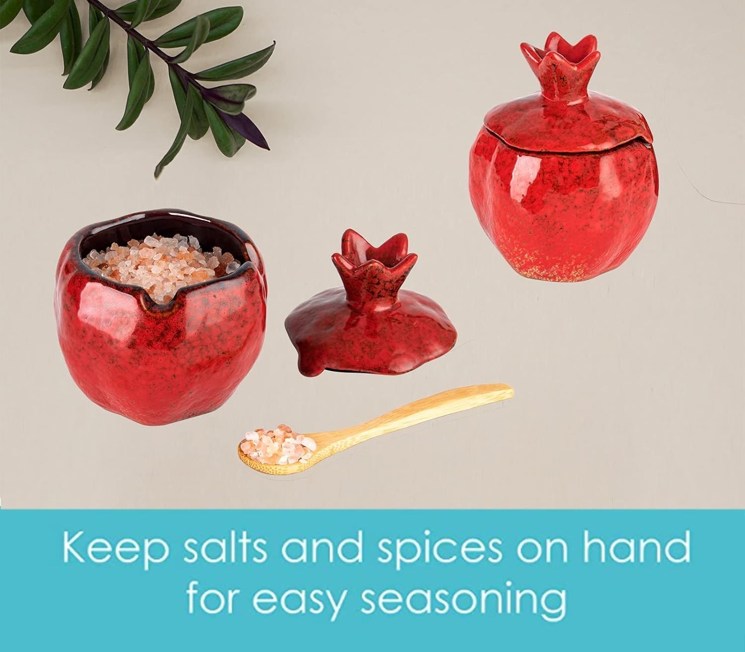 Salt Cellar Salt Box 2 PCS Salt Container Salt Pig Red Salt Bowl Salt Cellar ...