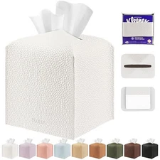 Tissue Box Cover Holder Square Tissue Cube Cover PU Leather Tissue Organizer 