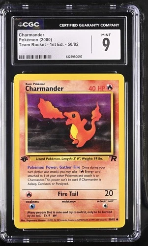 CGC 9 MINT Charmander 2000 Team Rocket 1st Edition 50/82 Pokemon Card
