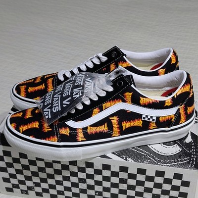 VANS x Thrasher Old Skool Skate Low Top Black Men s 11.5 Canvas Sneakers NEW NIB
