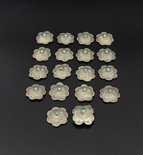 Old Pawn Navajo Vintage Hand Stamped Sterling Silver .925 Turquoise Concho Belt