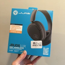 JLab JBuds Lux Active Noise Cancellation Bluetooth over-ear Headphones Graphite