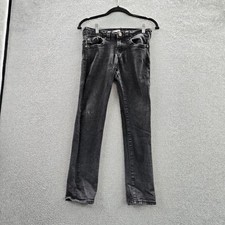 True Religion Girls Jeans 14 Black Denim Embroidered Skinny 26" Inseam