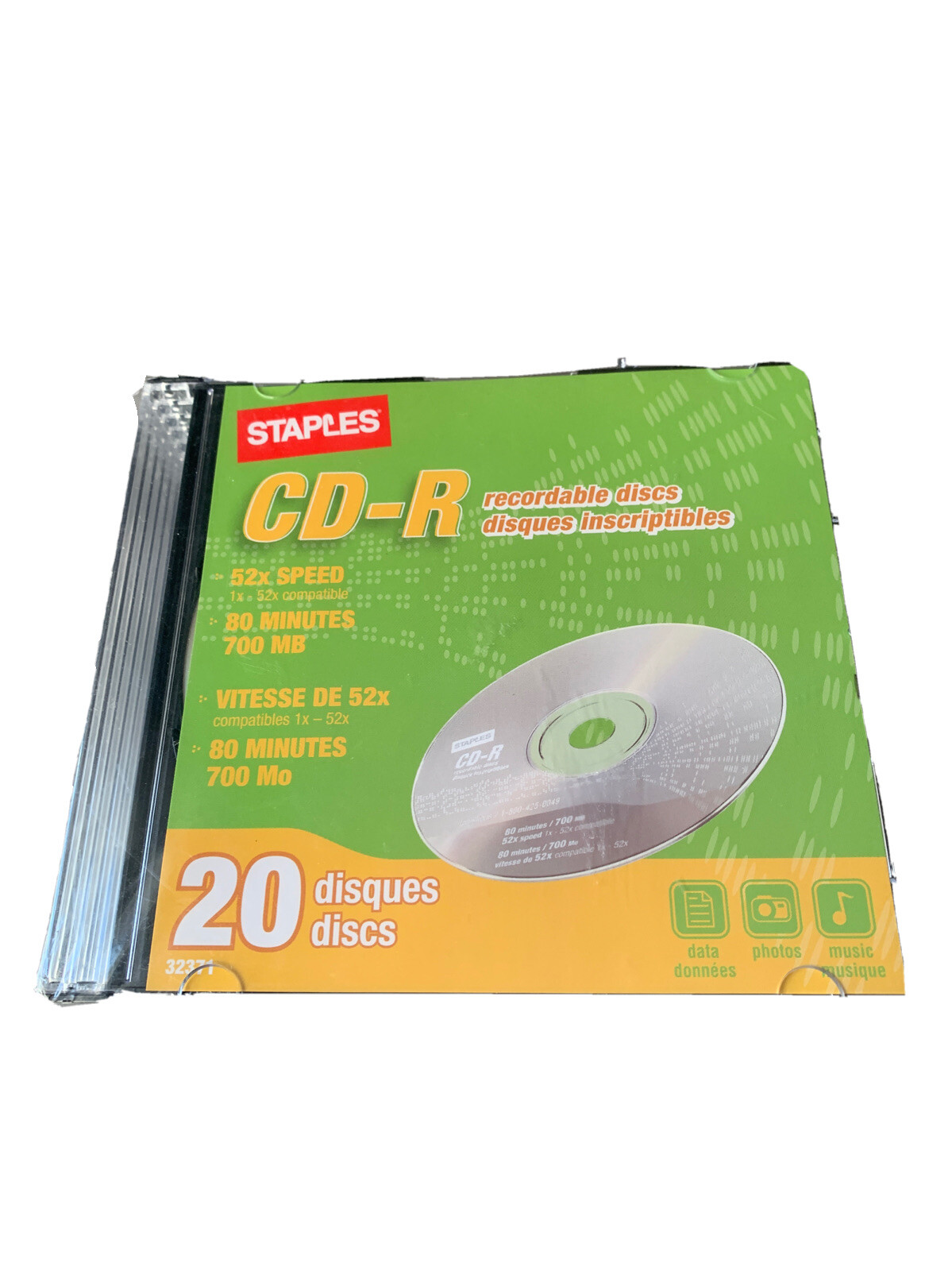 Staples 20 CD-R Recordable Discs 52X Speed 80 Minutes 700 MB Jewel Cases Sealed!