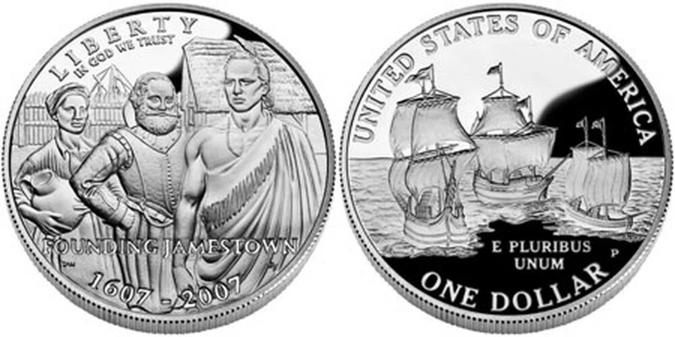 (1) 2007 P Jamestown 400th Anniversary $1 Commem Proof Silver Dollar w/Box & COA - Image 2 of 2