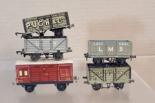 CCW VINTAGE KIT BUILT RAKE of 5 LMS HORSE BOX COAL NE PUGH OPEN WAGON om