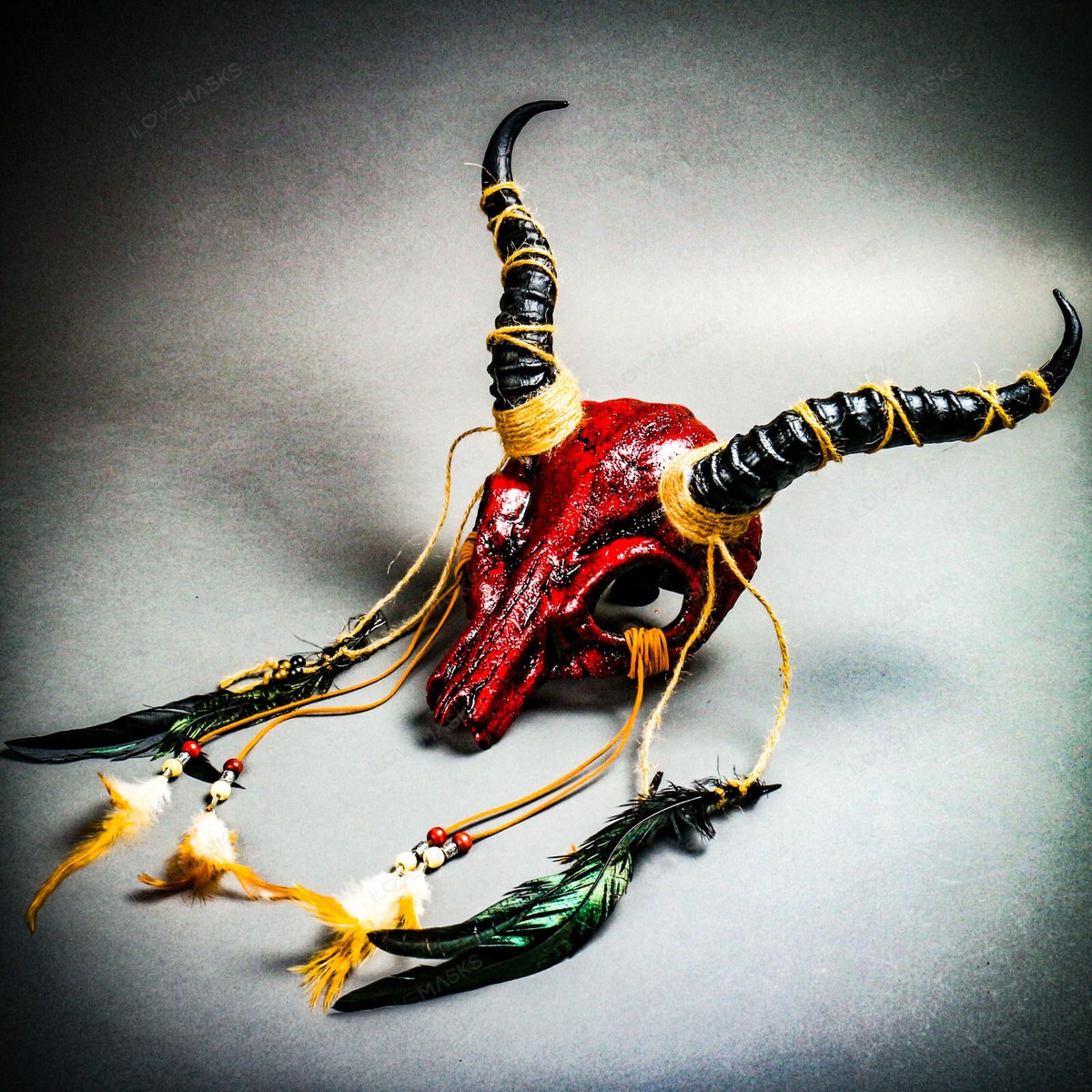 Antelope Devil Animal Skull w/ Impala Horns Mask Antelope Devil Animal Skull with Impala Horns Masquerade  main image 2
