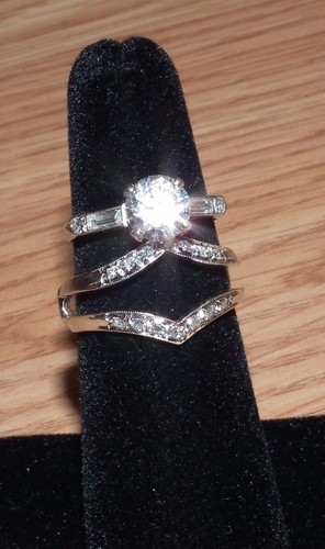 900 Platinum 10% Iridium 14K White Gold Engagement Moissanite Diamond Ring SZ: 6 - Picture 5 of 11