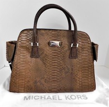 New Michael Kors Gia Genuine Python Brown Large Satchel Bag Italy $2195 Rt