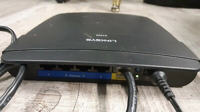Gently Used LINKSYS E1200 w/ Ethernet Cord & Power Supply(Black Four LAN) Bundle