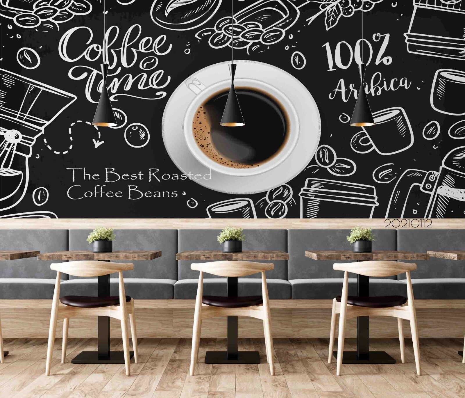 3D Coffee Shop Background Self-adhesive Removable Wallpaper Murals Wall 454