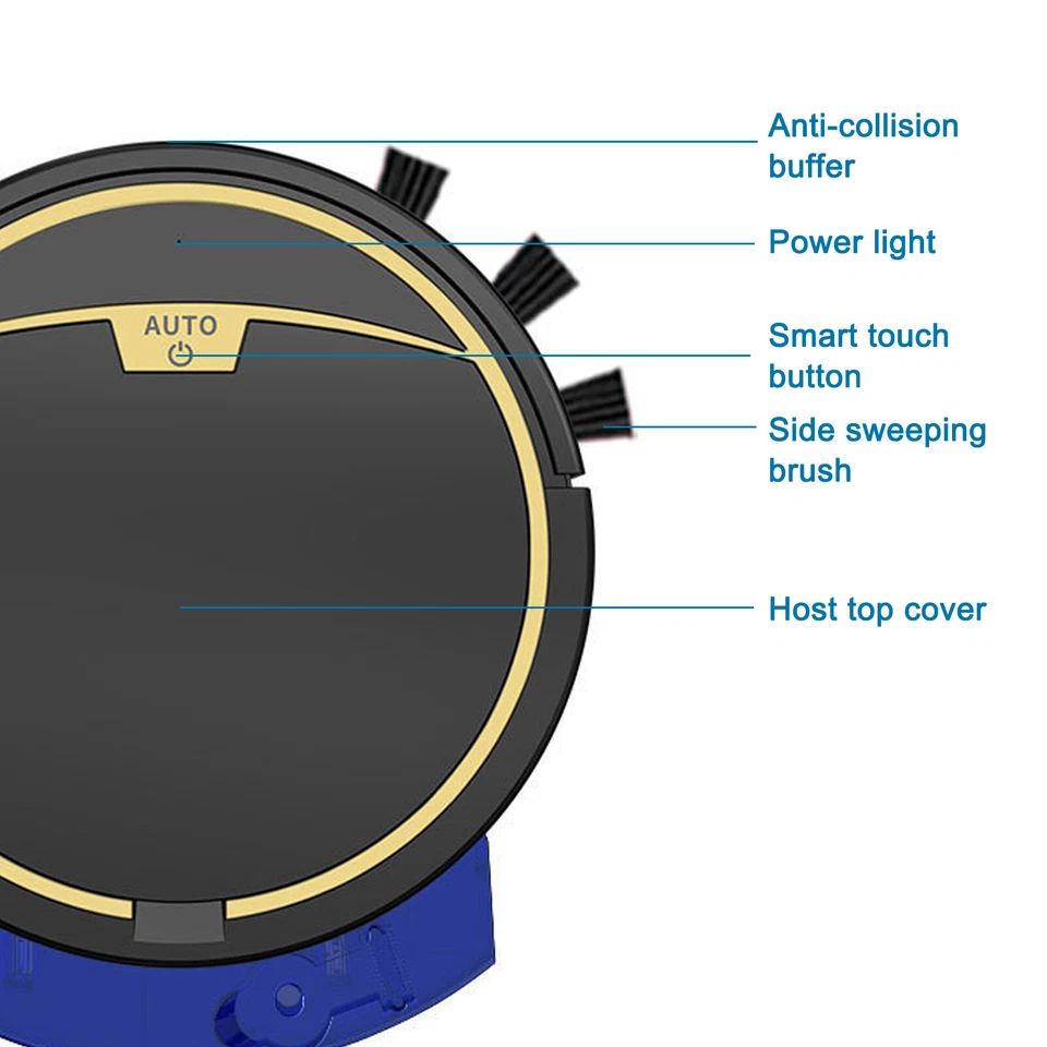 Smart Robot Wet Floor Mop Cleaner Sweep Carpet 3 in 1 Rechargeable & Water Tank - Image 4 of 4