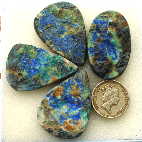 4 Pcs Natural Arizona Azurite Malachite Collectible Raw Face Druzy Crystal Reiki - Afbeelding 8 van 12