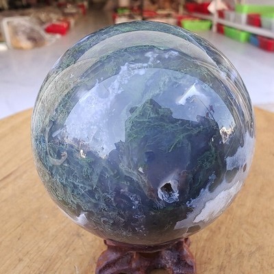 480g Natural Aquatic Plant Agate Geode Ball Quartz crystal Aura Healing ...