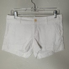 Lilly Pulitzer Shorts Women sz 2 White Eyelet Walsh Shorts Summer Beach