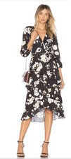 Alice + Olivia Kye Ruffle Floral Print Crepe Midi Dress 4 Read Description S