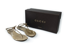 GUCCI women's gold leather thong slippers  Size EU 37 / US 6.5 24 cm / 9.4 in 