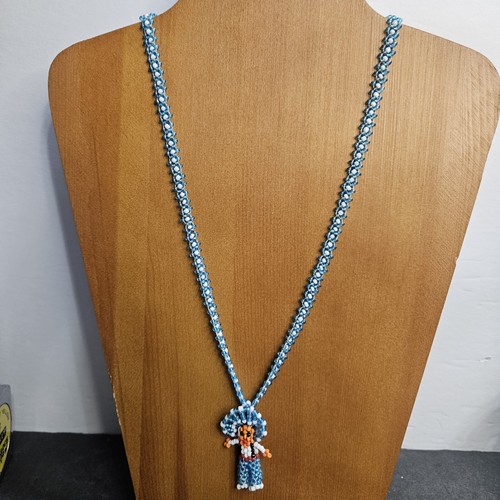 Collana di perline di ispirazione indigena nativi americani capo turchese bianco 24" - Foto 2 di 6