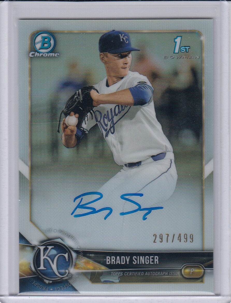 BRADY SINGER 2018 Bowman Chrome Draft Refractor AUTO 297/499 Rookie Card ROYALS