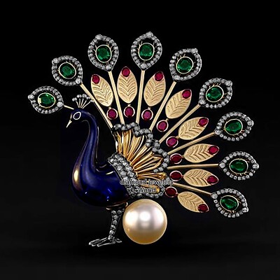 Stunning 2.89ct Rose Cut Diamond Gemstone Enamel Silver Victorian Peacock Brooch