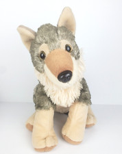 Wild Republic Sitting Gray Wolf Plush Stuffed Animal Toy Realistic 12 in Long
