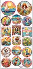 Violette Stickers Bright Summertime Girls  Craft Planner Supply Scrapbook