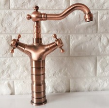 Red Copper Brass Dual Handle Mixer Tap Kitchen Bathroom Sink Basin Faucet srg056