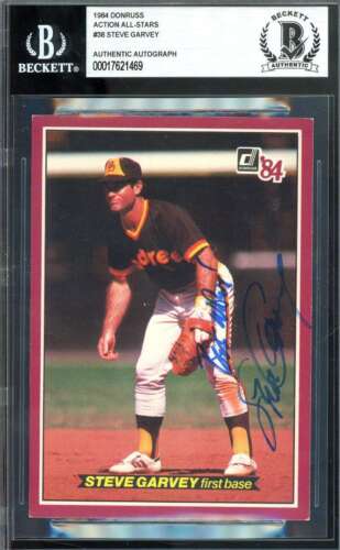 Steve Garvey Beckett BAS Signed 1984 Donruss Action All Stars Autograph