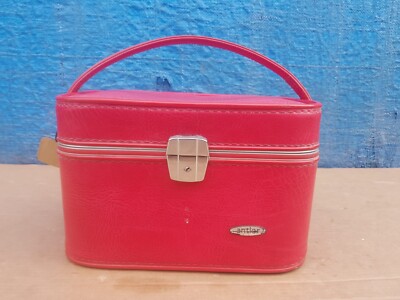 Red Vintage Antler Vanity Case – Retro Train Case Hand Luggage