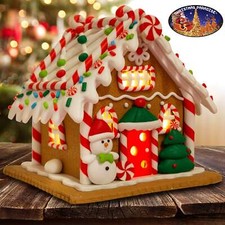 LED Lebkuchenhaus 13cm Weihnacht Deko Weihnachtshaus Pfefferkuchen braun bunt 