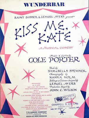 Sheet Music Wunderbar from Kiss Me Kate 1948 Cole Porter Broadway