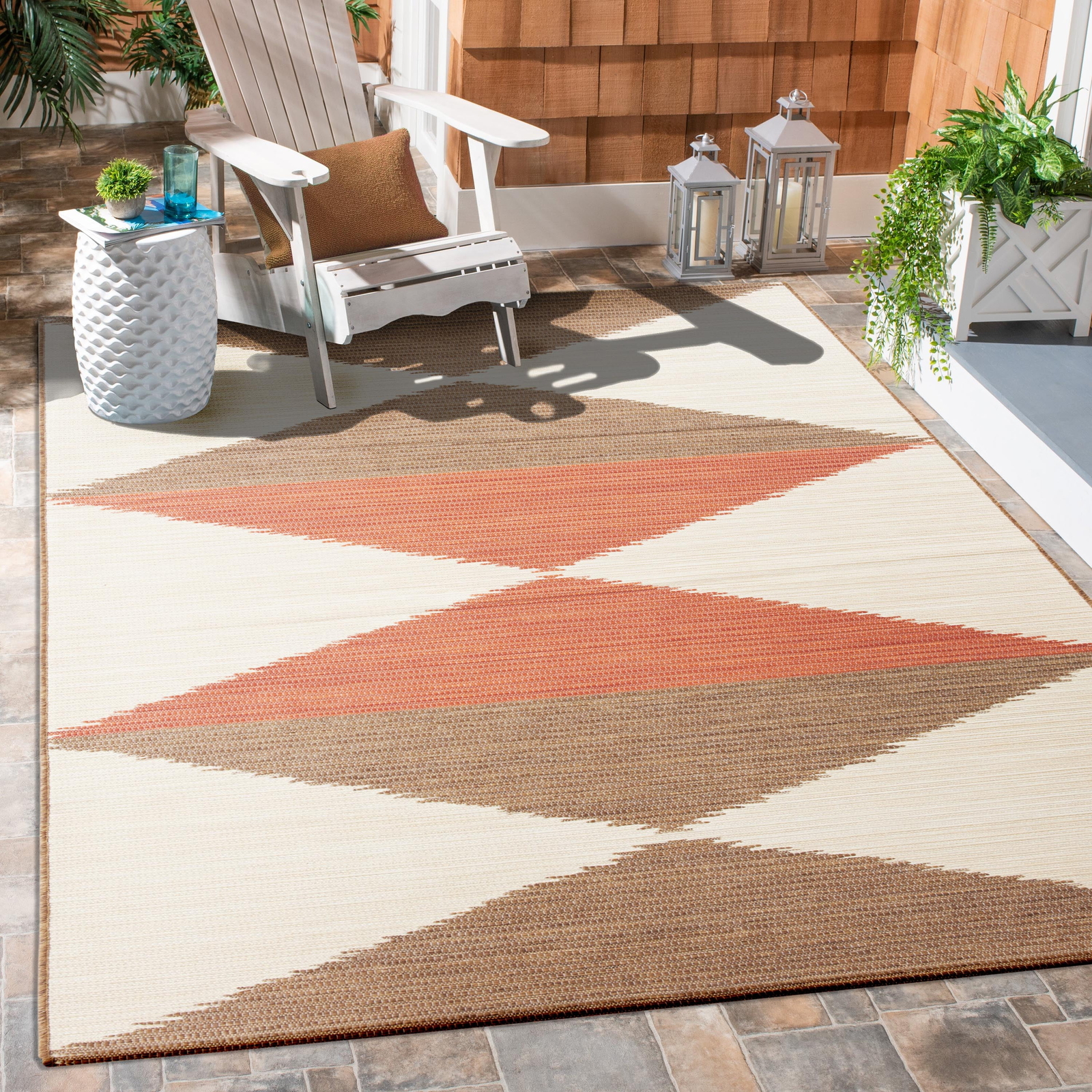 Better Homes & Gardens 5' x 7' Rust Diamond Outdoor Rug eBay