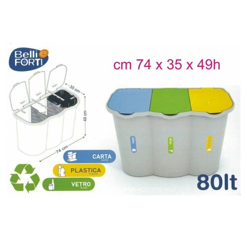 Pattumiera Per Raccolta Differenziata Belli & Forti – 18 Litri, Colore Bianco, Pratica E Resistente - 2