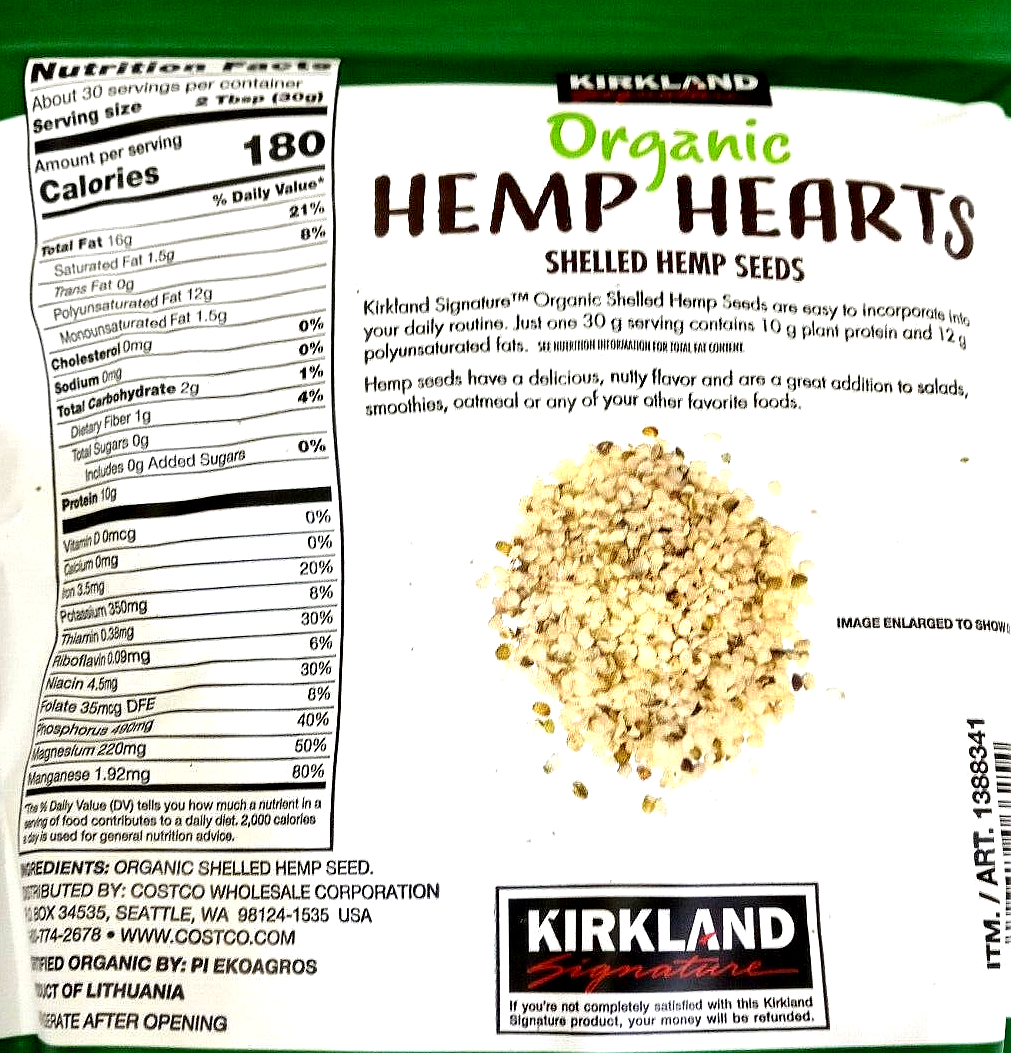 Kirkland Signature ORGANIC Hemp Hearts 2 lbs Shelled Hemp Seeds EXP 05/