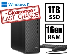 HP Desktop Computer 16GB 1TB SSD Windows 11 2024 Quad Core 4.3Ghz WiFi CLEARANCE