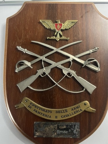 🔴 Crest ISPETTORATO ARMI FANTERIA E CAVALLERIA scudo legno metallo h 15 - Foto 7 di 7