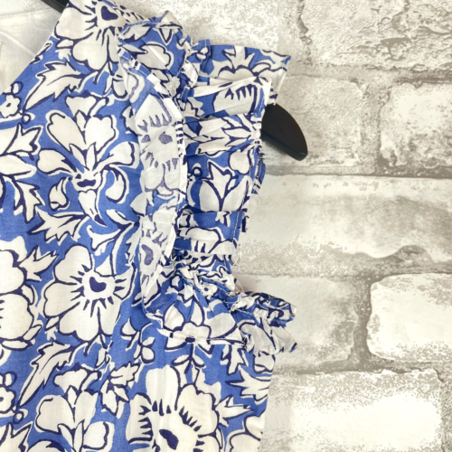 J.CREW FACTORY NWD 100% Cotton Youth Girls Floral Dress Blue White Size 14 BZ761 - Picture 4 of 11